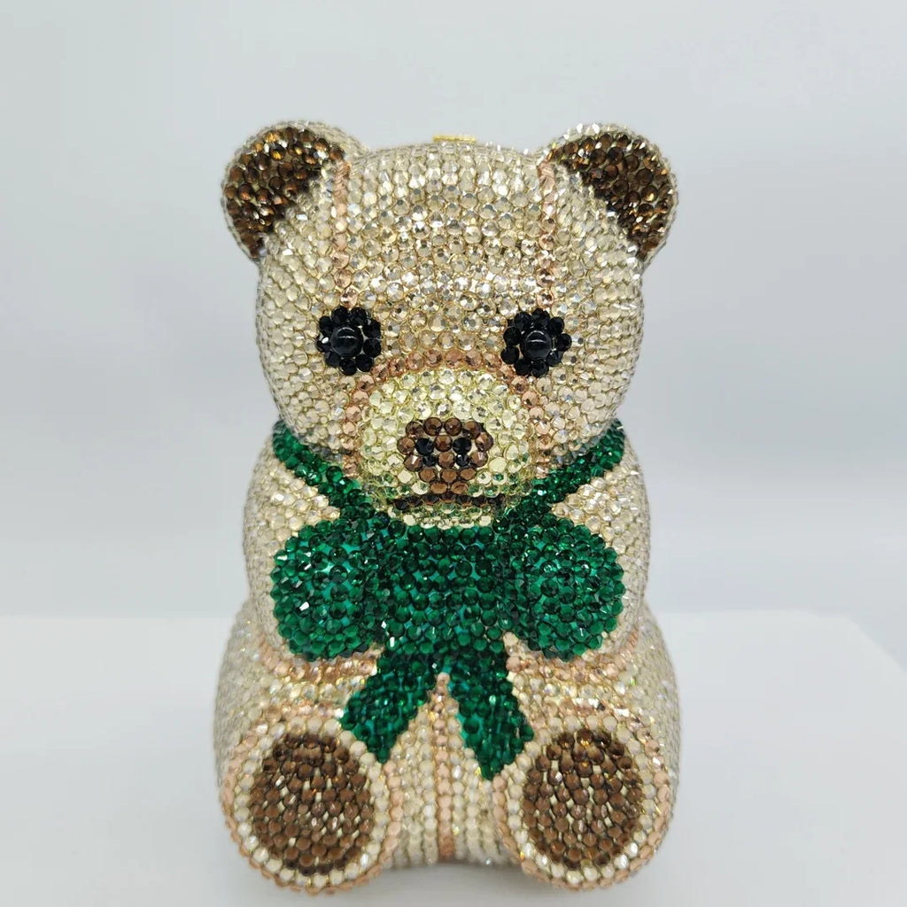 Honeyglow Rhinestone Bear Clutch Purse