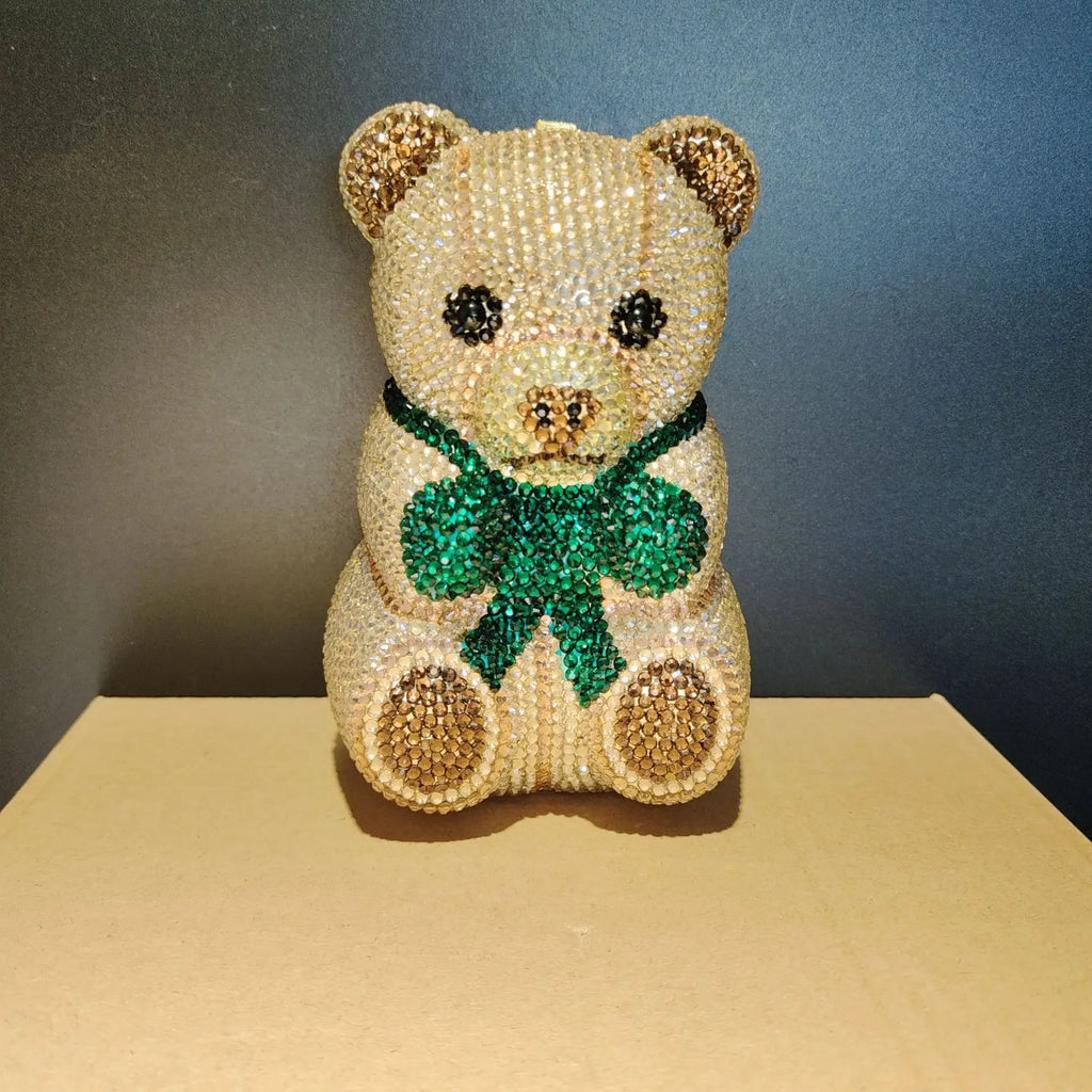 Honeyglow Rhinestone Bear Clutch Purse