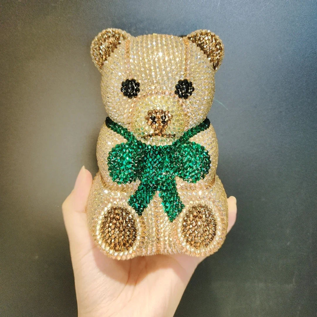 Honeyglow Rhinestone Bear Clutch Purse