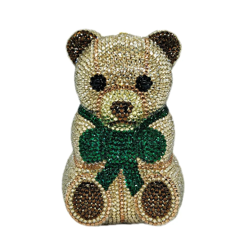 Honeyglow Rhinestone Bear Clutch Purse