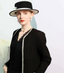 Black White Elegant Flat Brimmed Hat Wool Felt Fedoras Accessories WAAMII