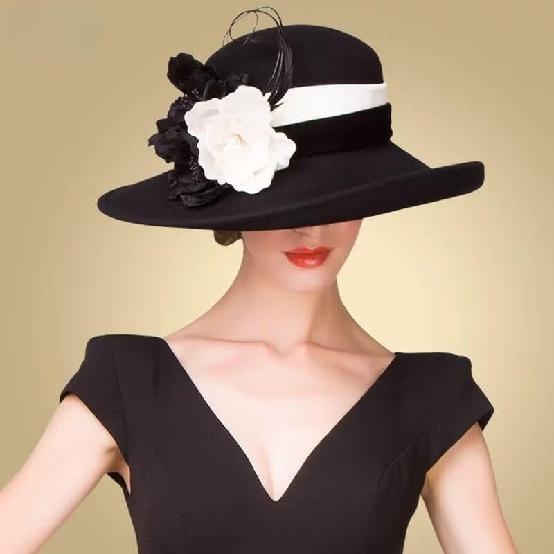 British Wide Brim Vintage Church Dress Hat Accessories WAAMII