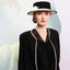 Black White Elegant Flat Brimmed Hat Wool Felt Fedoras Accessories WAAMII