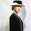 Black White Elegant Flat Brimmed Hat Wool Felt Fedoras Accessories WAAMII