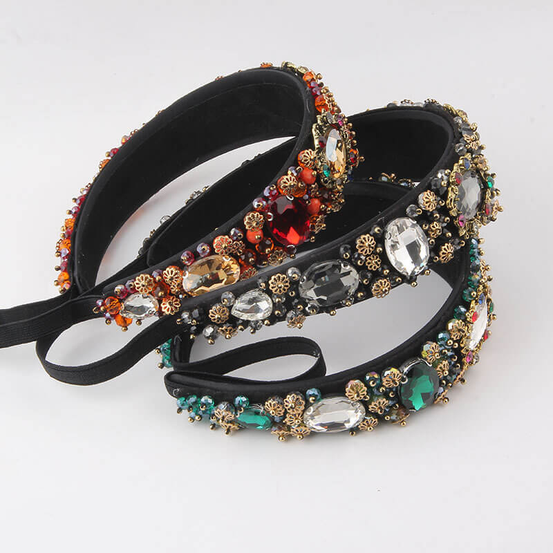 Velvet Retro Crystal Rhinestone Jeweled Headband WH305 Accessories WAAMII   