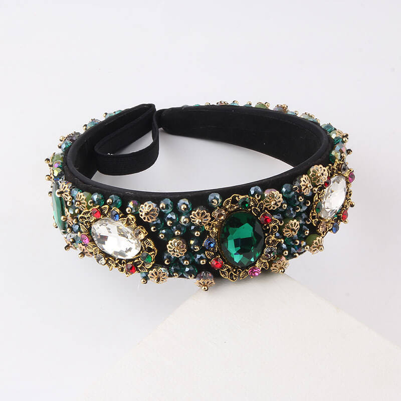 Velvet Retro Crystal Rhinestone Jeweled Headband WH305 Accessories WAAMII   