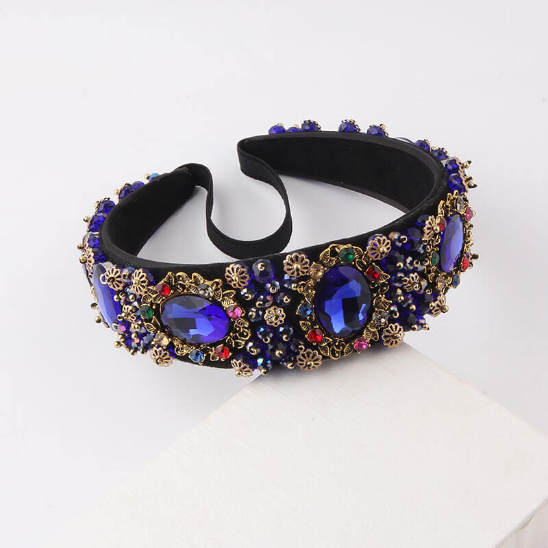 Velvet Retro Crystal Rhinestone Jeweled Headband WH305 Accessories WAAMII   