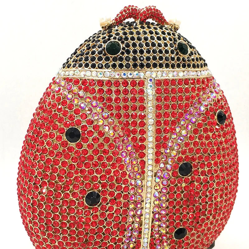 Venus Dot Rhinestone Ladybug Clutch