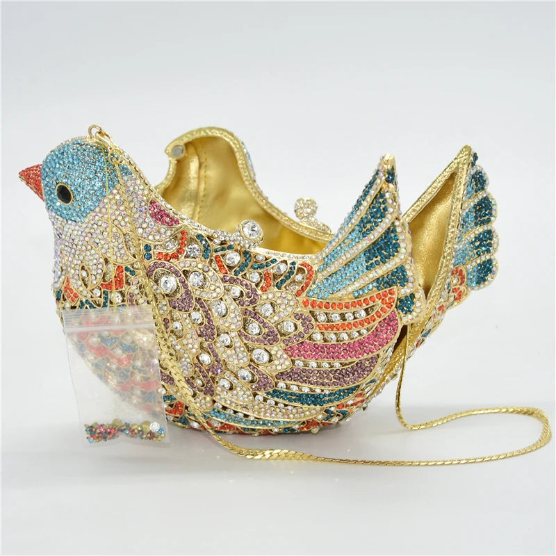 Multicolor Crystal Dove Minaudière