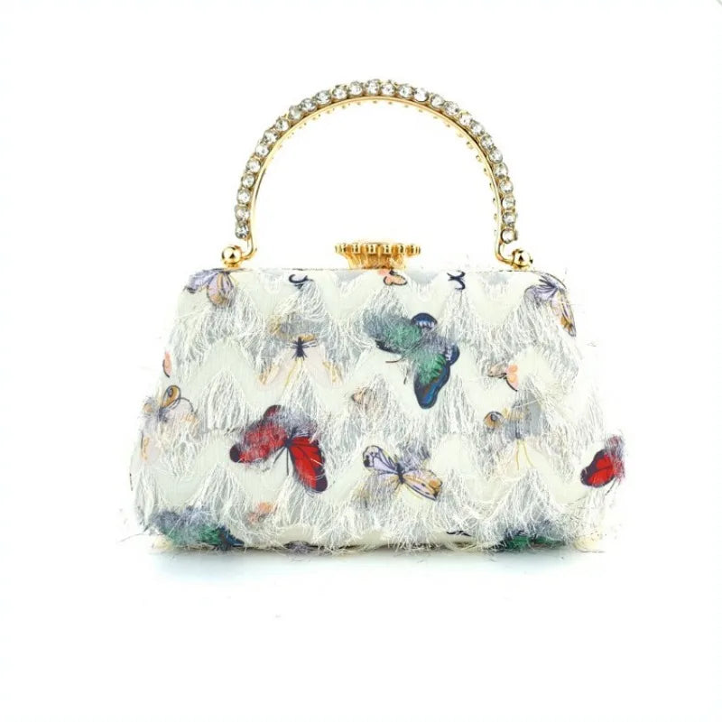 Dreamwing Butterfly-Embroidered Plush Evening Purse