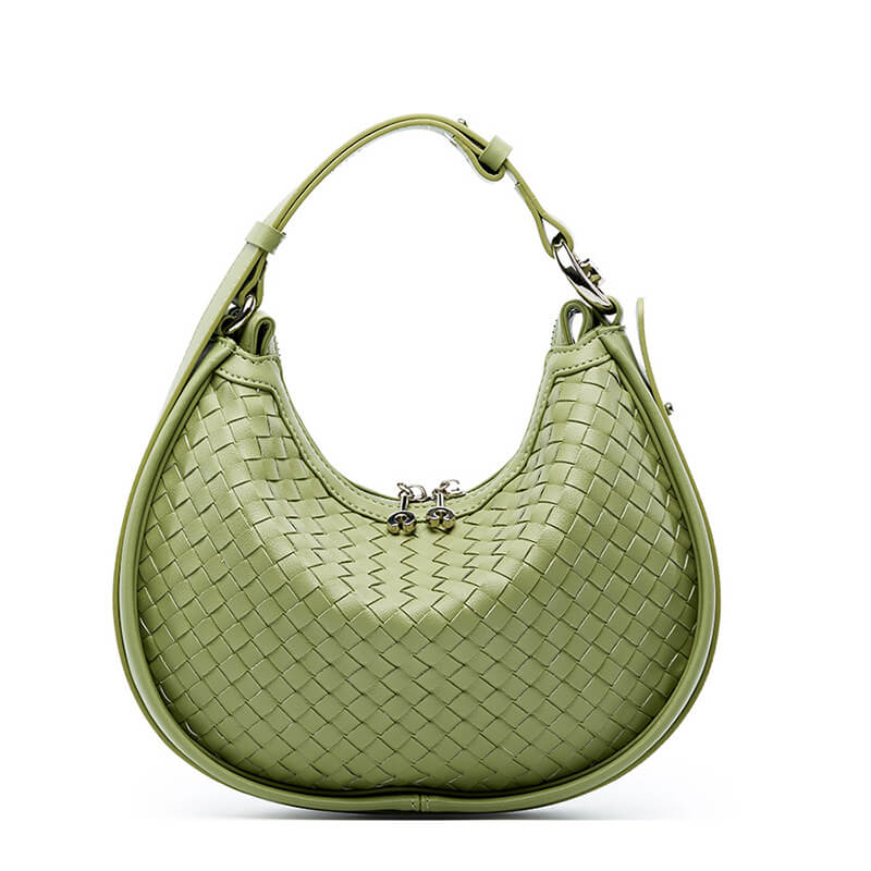 Diana Braided Leather Crescent Crossbody - Green - Luxury bags by WAAMII