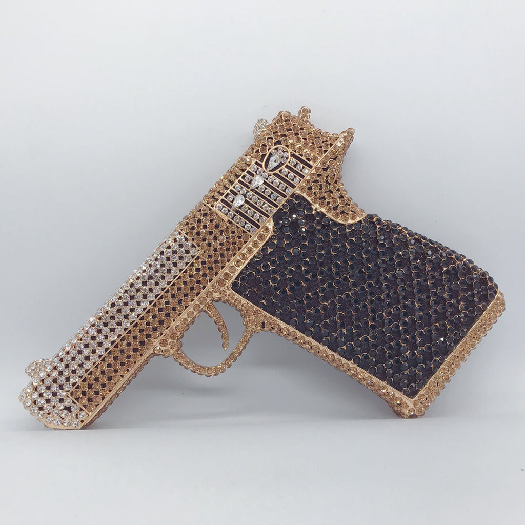 Crystal Gun Shaped Purse Pistol Style Glittering Evening Clutch bags WAAMII 05  