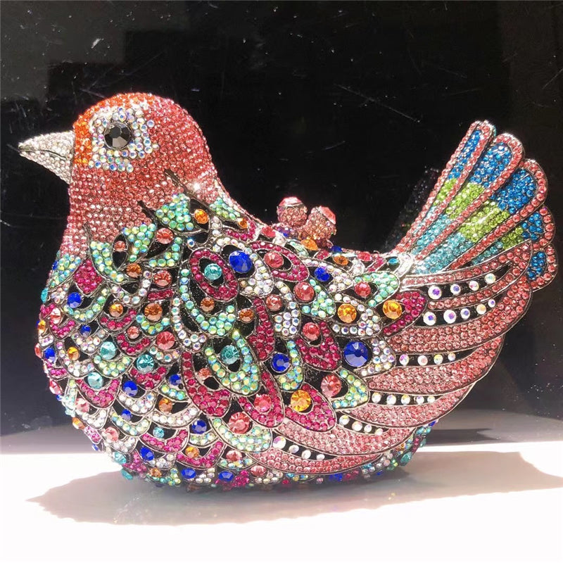 Multicolor Crystal Dove Minaudière