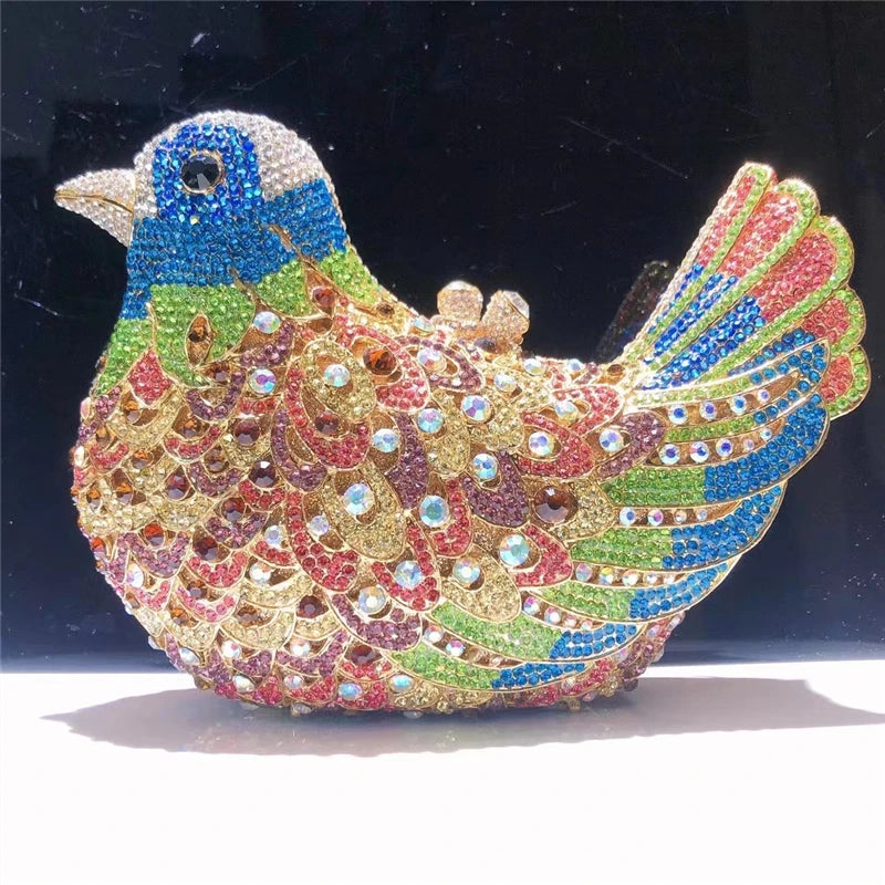 Multicolor Crystal Dove Minaudière