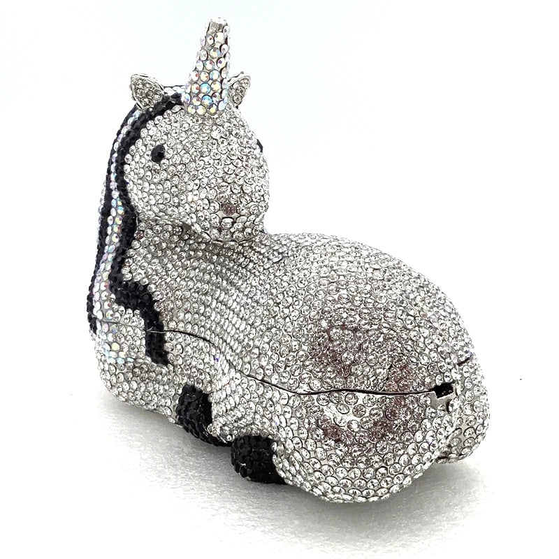 Gold Crystal Unicorn Clutch Purse