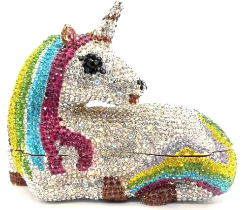 Gold Crystal Unicorn Clutch Purse