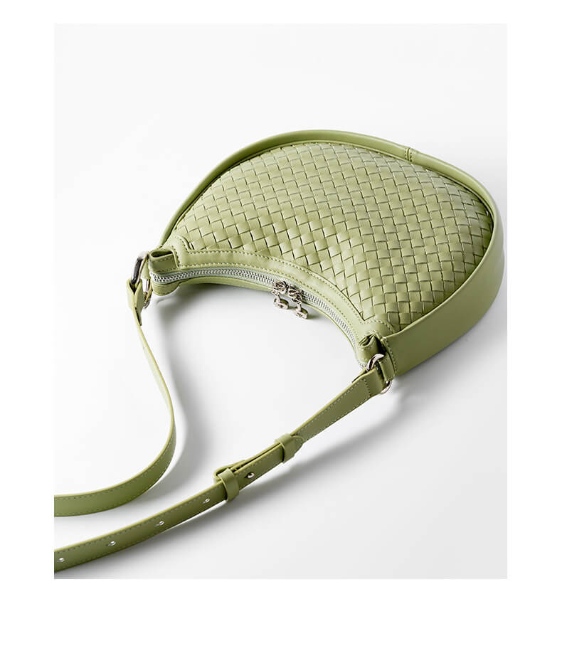 Diana Braided Leather Crescent Crossbody - - Luxury bags by WAAMII