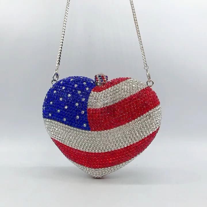 Luxury Crystal American Flag Clutch Bag bags WAAMII   