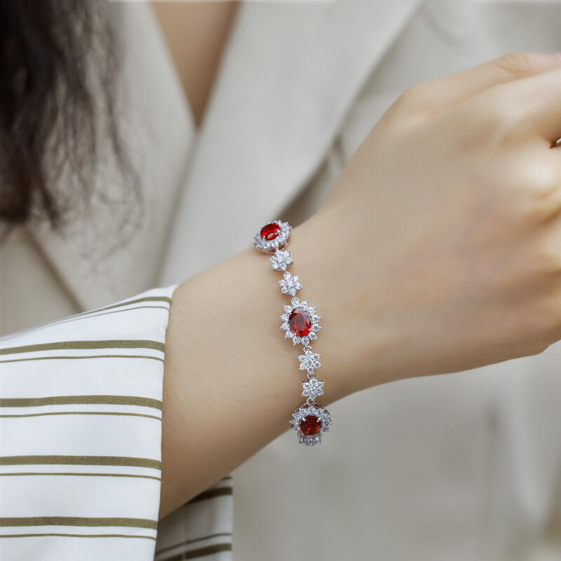 Stylish Ruby Bracelet for Women in Sterling Silver