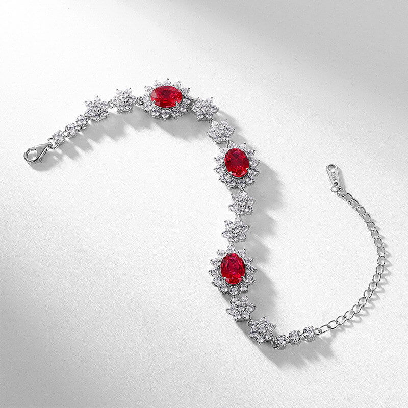 Fine Jewelry Bracelet with Ruby, Emerald, and Cubic Zirconia