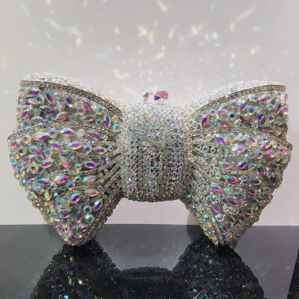 Molly Rhinestone Multicolor Butterfly Clutch Purse bags WAAMII Silver AB  