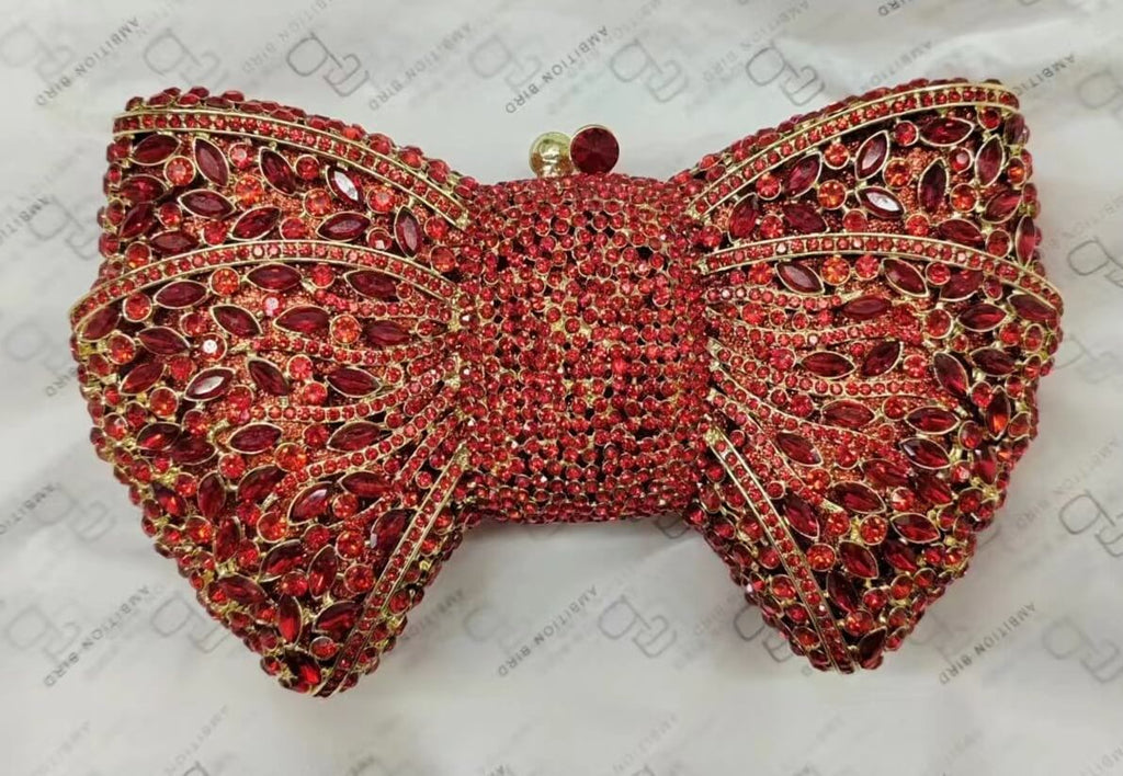 Molly Rhinestone Multicolor Butterfly Clutch Purse bags WAAMII Red 02  