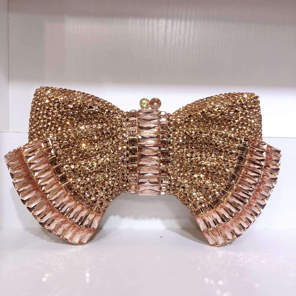 Myra Crystal Luxury Butterfly Clutch Purse bags WAAMII Champagne  