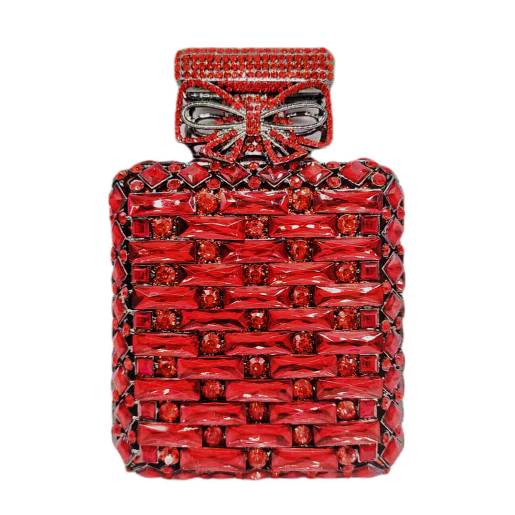 Perfume Bottle Shaped Rhinestone Clutch bags WAAMII Red  