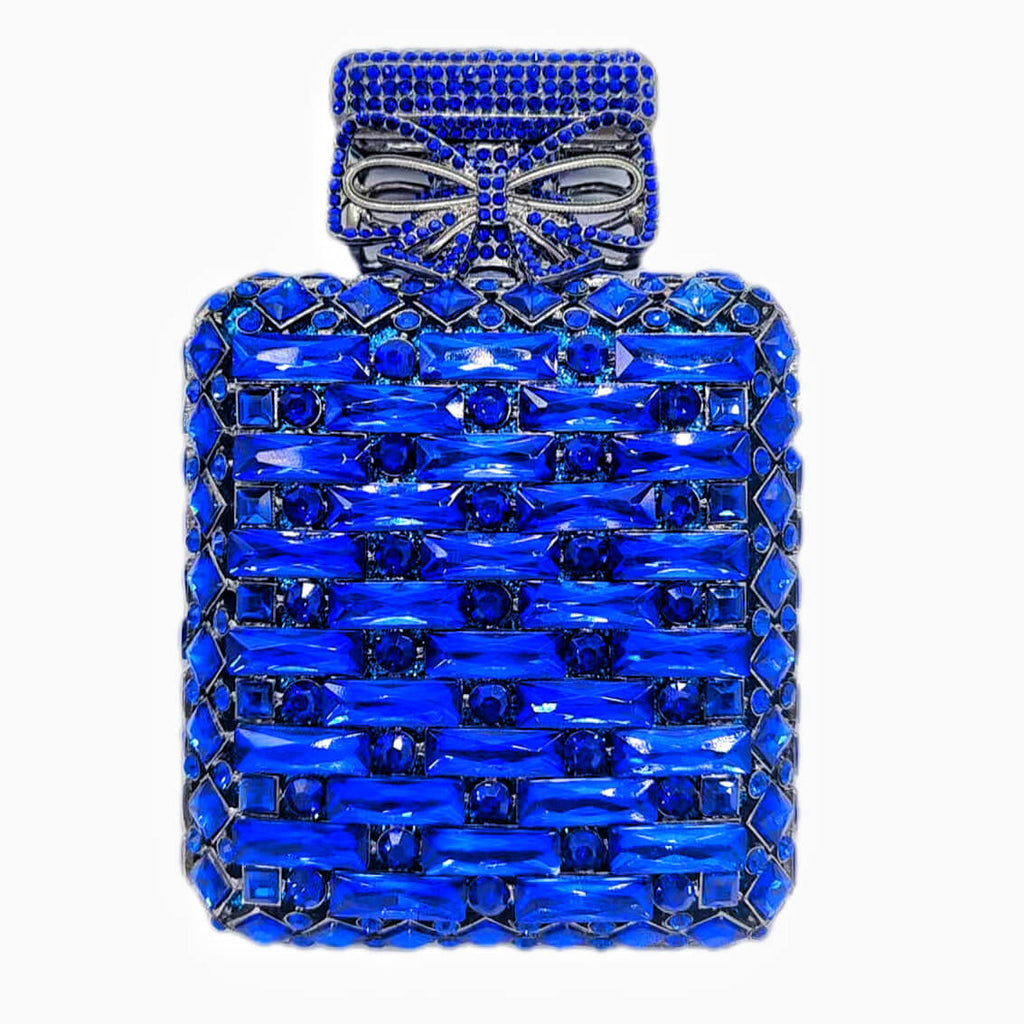 Perfume Bottle Shaped Rhinestone Clutch bags WAAMII Blue  