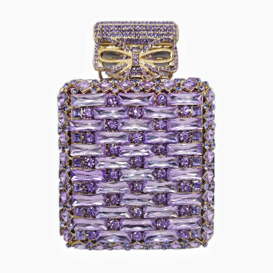 Perfume Bottle Shaped Rhinestone Clutch bags WAAMII Violet  