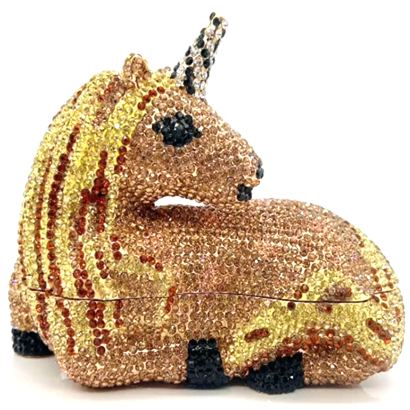 Gold Crystal Unicorn Clutch Purse