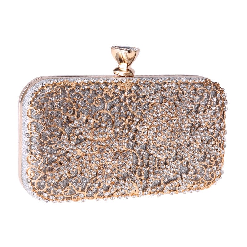 Elegant Crystal Hollow Out Metal Clutch Bag Ladies Purse bags WAAMII   