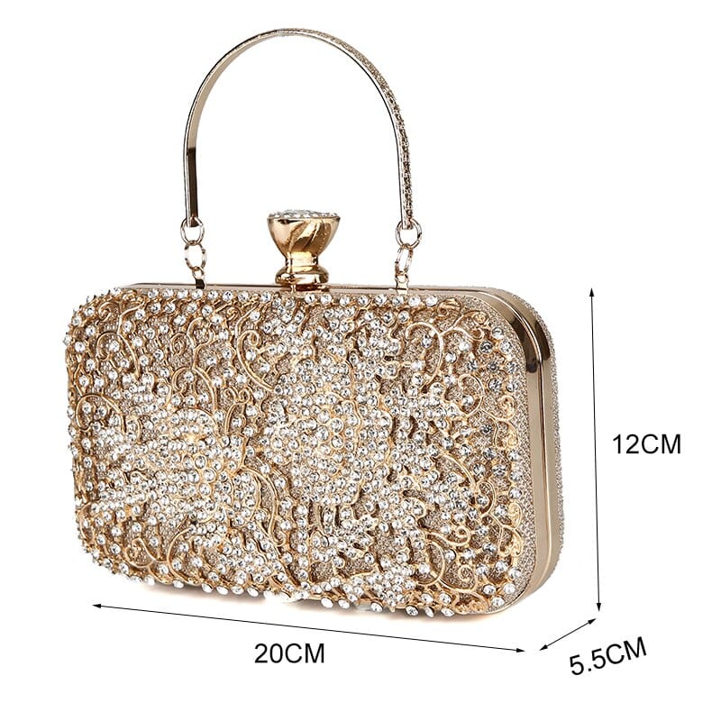 Elegant Crystal Hollow Out Metal Clutch Bag Ladies Purse bags WAAMII   