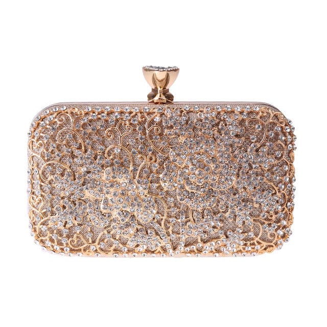 Elegant Crystal Hollow Out Metal Clutch Bag Ladies Purse bags WAAMII   