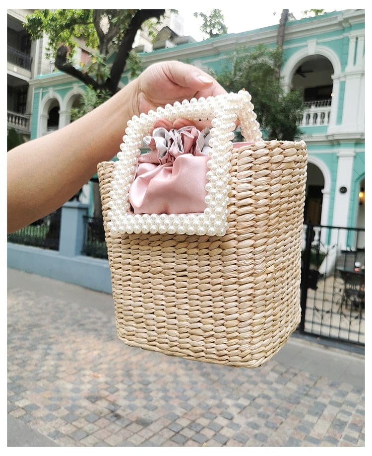 New Womens Simple Solid Tote Bag One-shoulder Straw Bag Summer Beach Bag