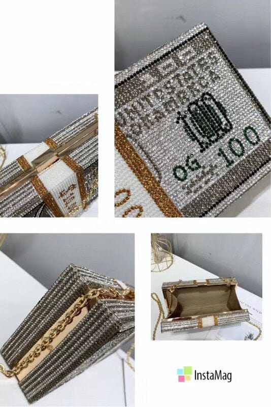 Money Roll Crystal Clutch, Cash bag, Dollar Bill Roll Crystal Clutch, –  MaskMottos.com