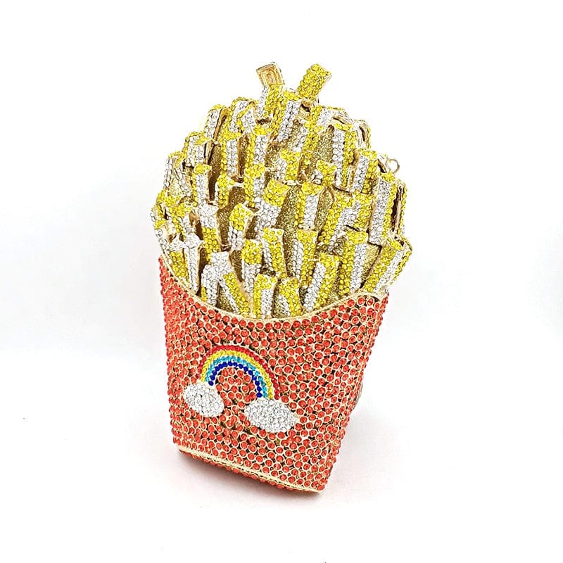 Wholesale Custom luxury glitter rainbow diamond french fry clutch bag french  fries evening bag french fries bag From m.