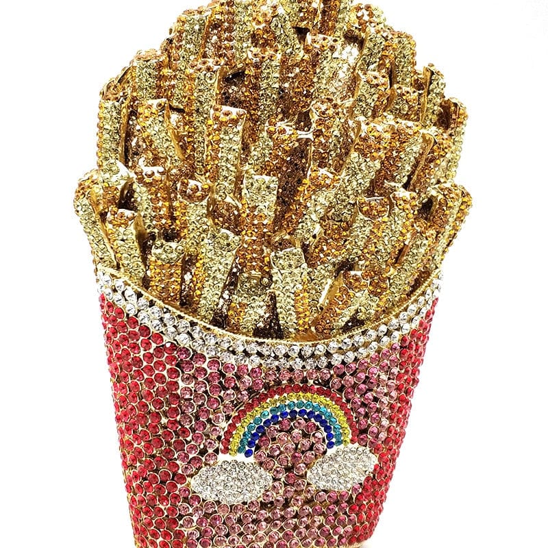 French fries shape Luxury Beaded Evening Bag Pearl Clutch Wedding