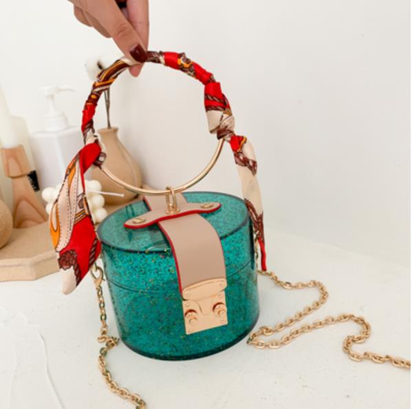 Transparent Mini Handbags Fashion Acrylic Handbags Scarves Design