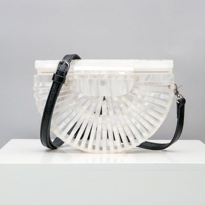 Premium Transparent Clear Acrylic Hard Box Clutch Bag Evening Shoulder  Handbag